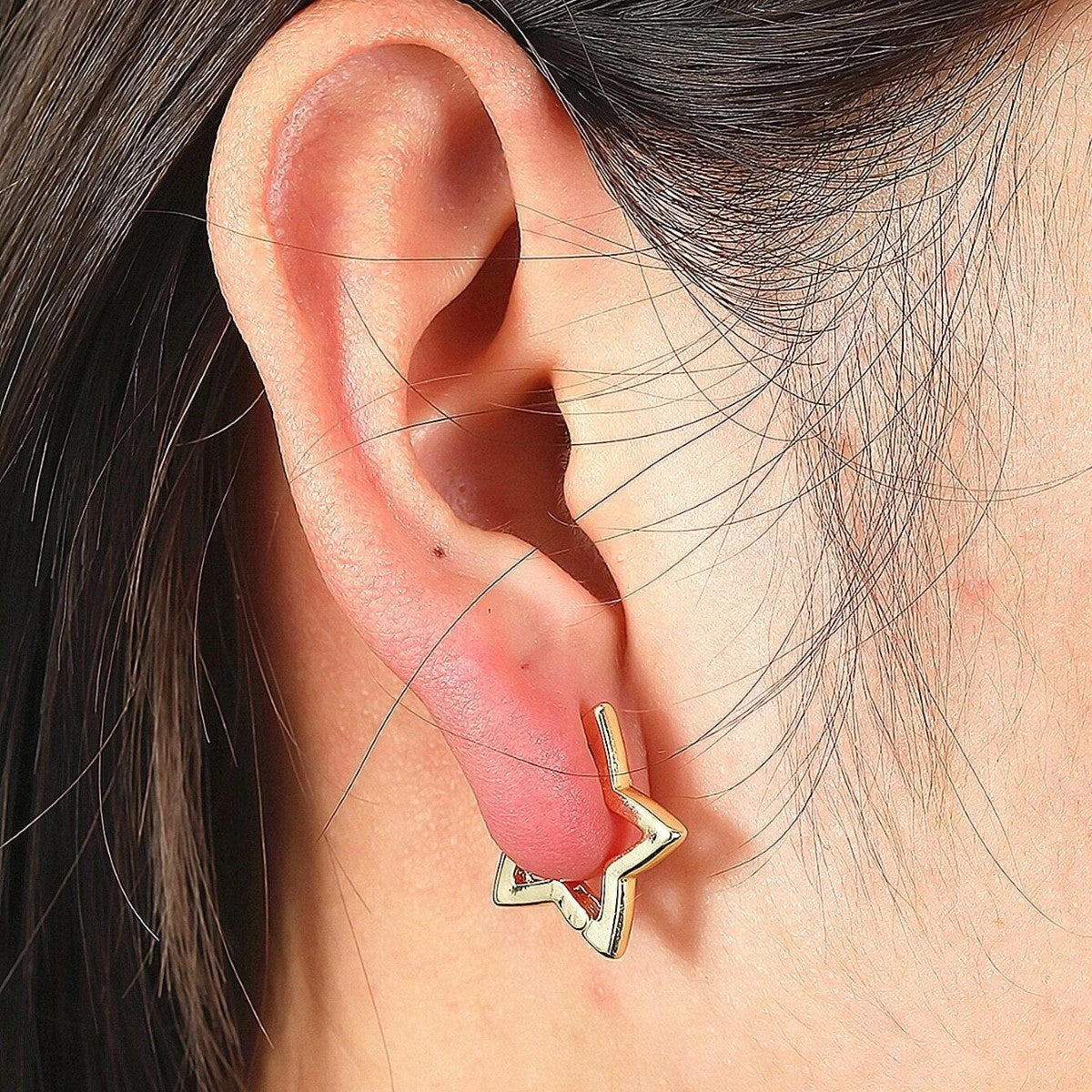 Star Huggie Earrings - Star Hoops