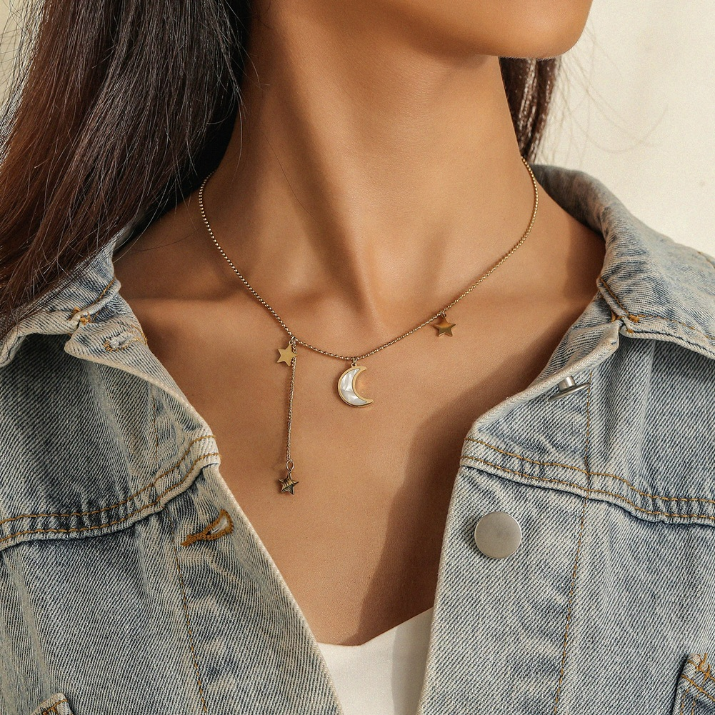 Star and Moon Necklace - Half Moon
