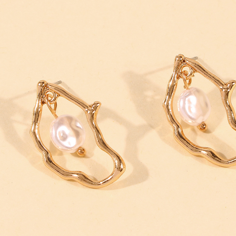 Irregular Pearl Earrings - Hanging Pearl Earrings