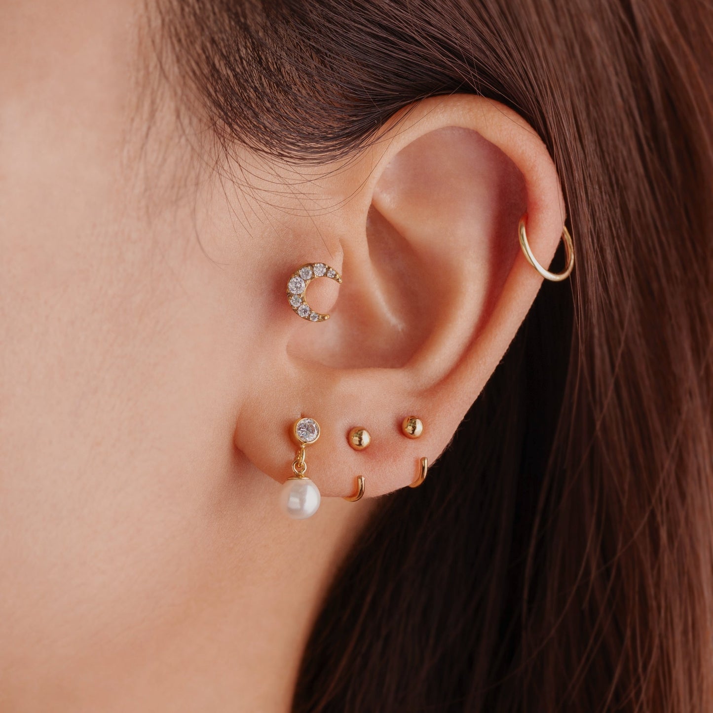 Zara - Luna Cartilage Earrings with Gems