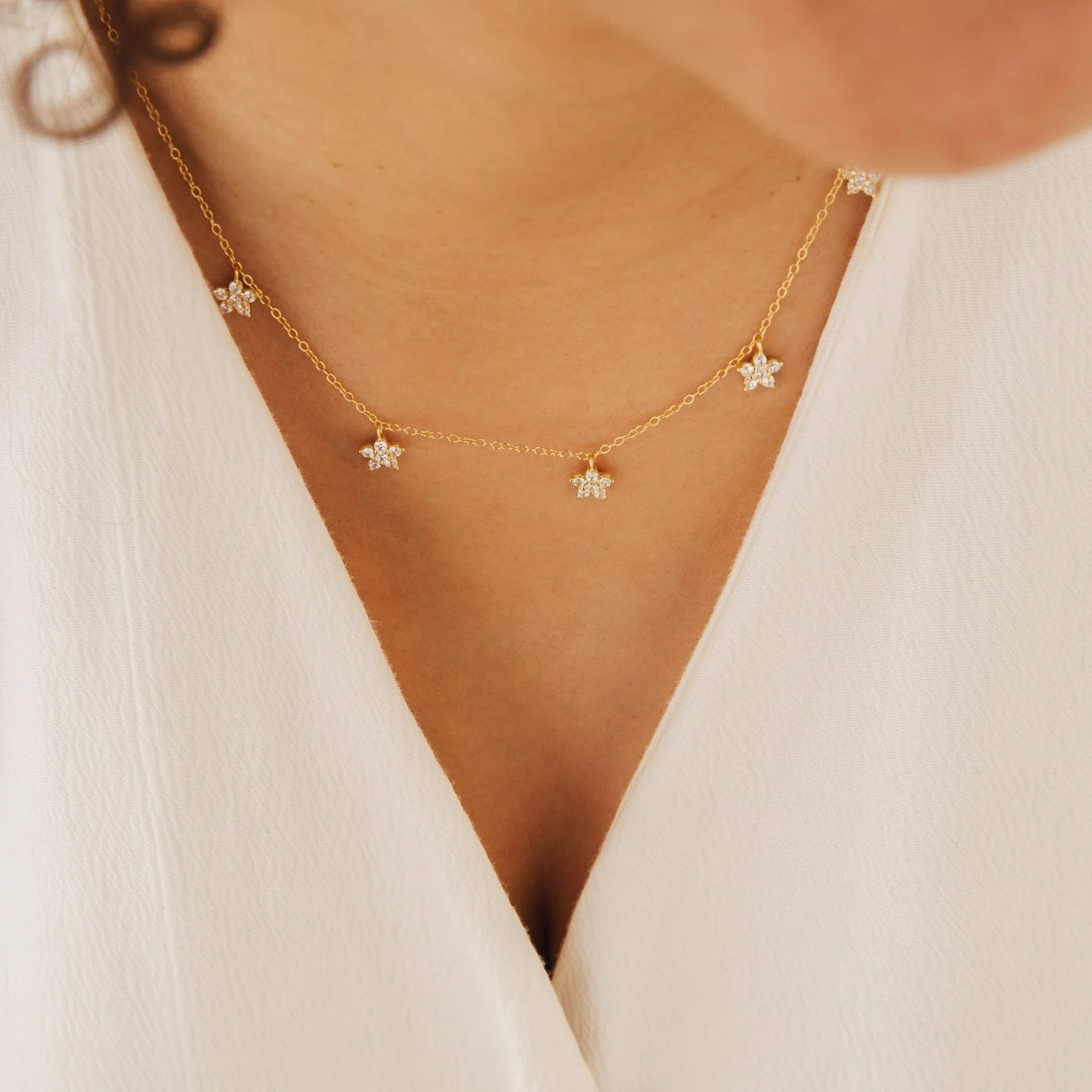 Delicate Diamond Flower Necklace