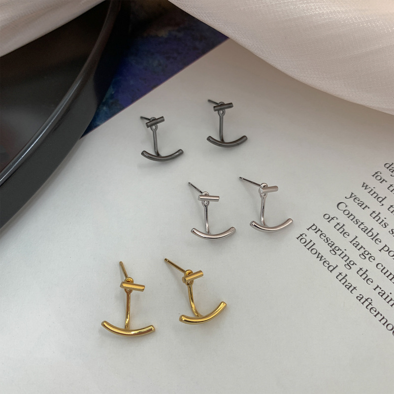 Bar Huggie Earrings with Lobe Jacket