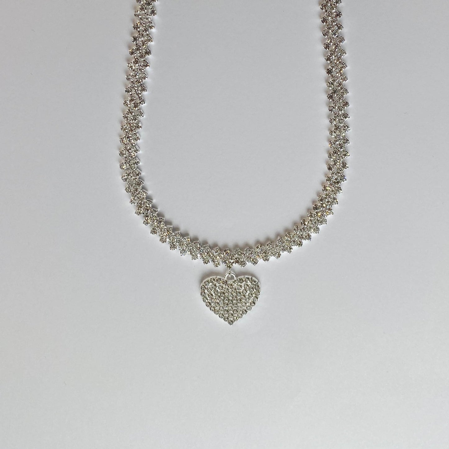 Double Tennis Necklace with Cubic Zirconia Inlays