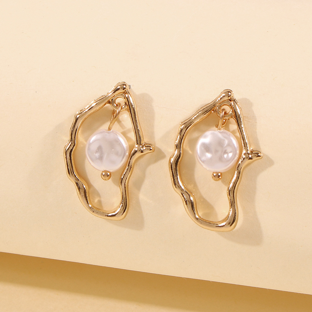Irregular Pearl Earrings - Hanging Pearl Earrings