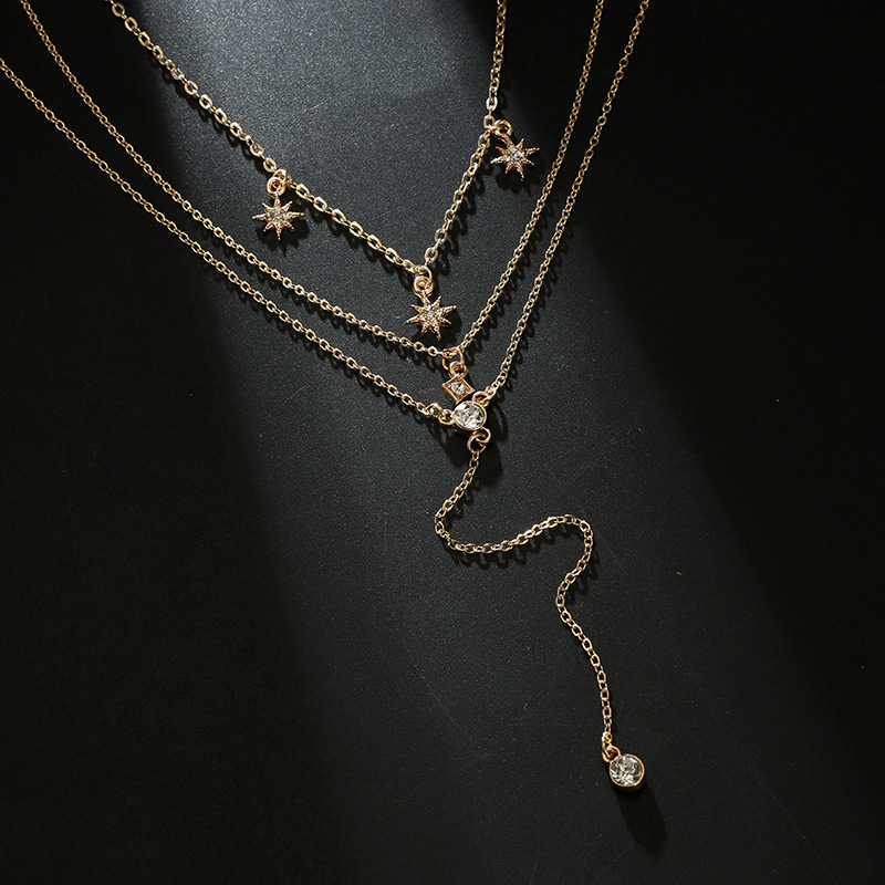 Boho Crystal Star - Layered Necklace with Charms