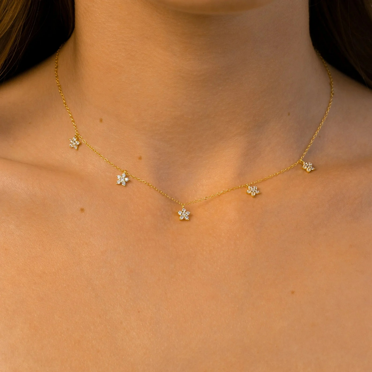 Delicate Diamond Flower Necklace