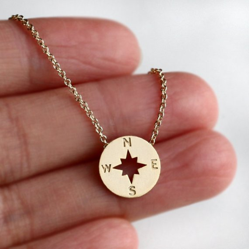 Round Compass Charm Necklace