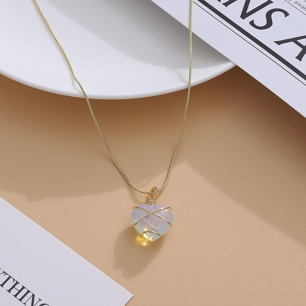 Heart Pendant Necklace with Gemstone – Princess Style Heart Necklace