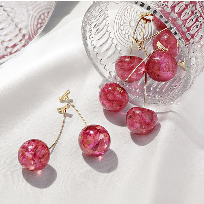 Dried Cherry - Long Cherry Earrings