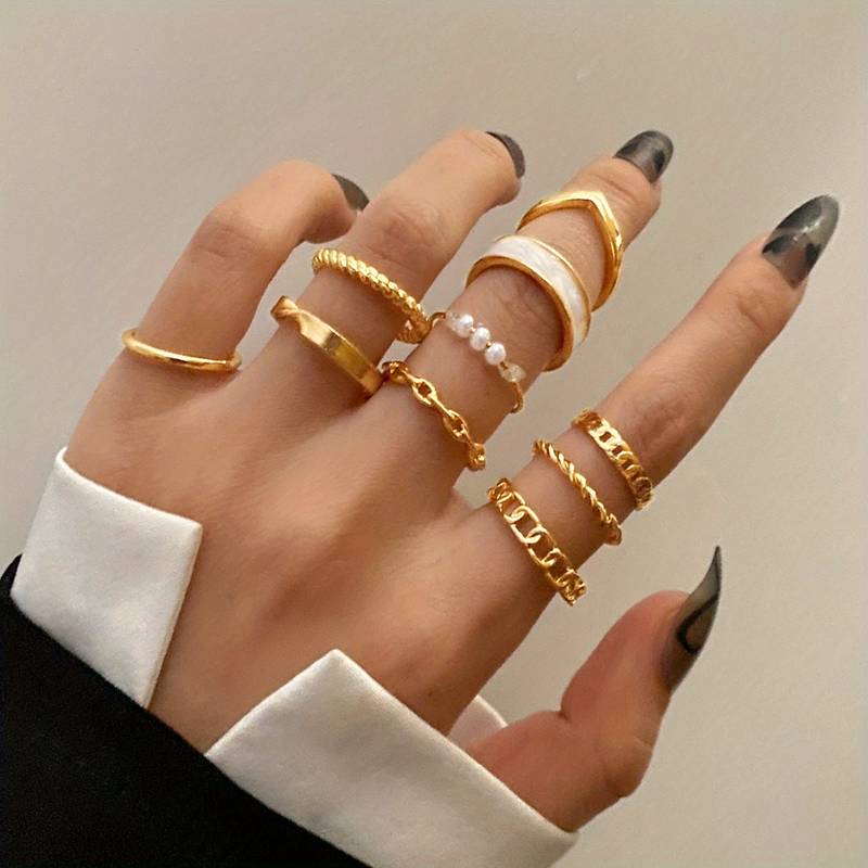 10 Fashion Rings Set – Mix & Match Trendy Rings