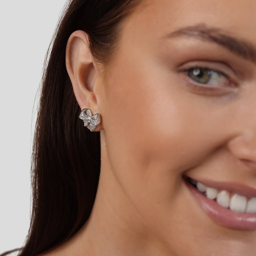 Minerva – Sterling Silver Bow-Shaped Earrings