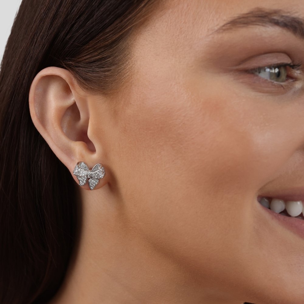 Minerva – Sterling Silver Bow-Shaped Earrings