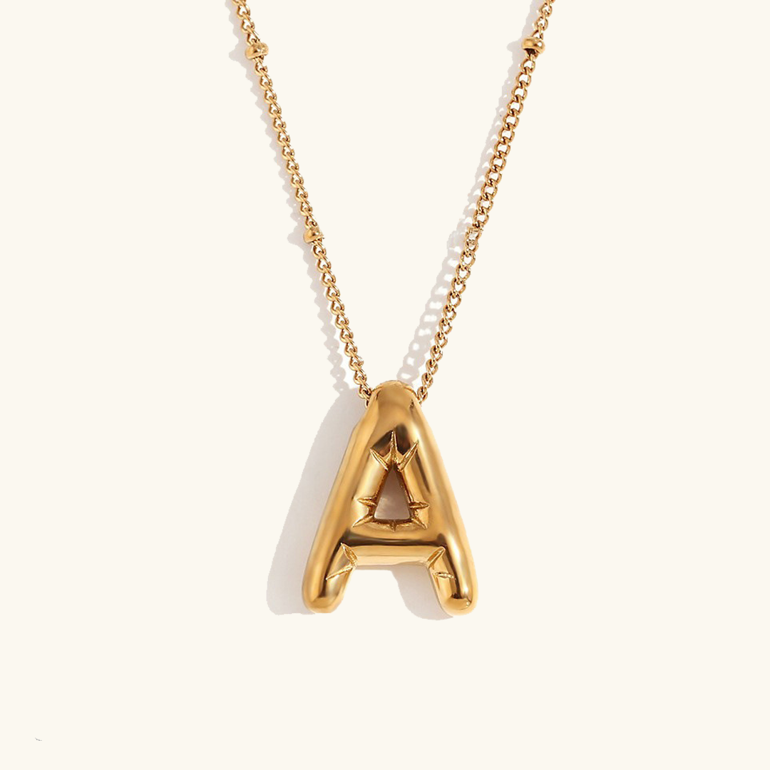 Gold Initials Necklace with Ball