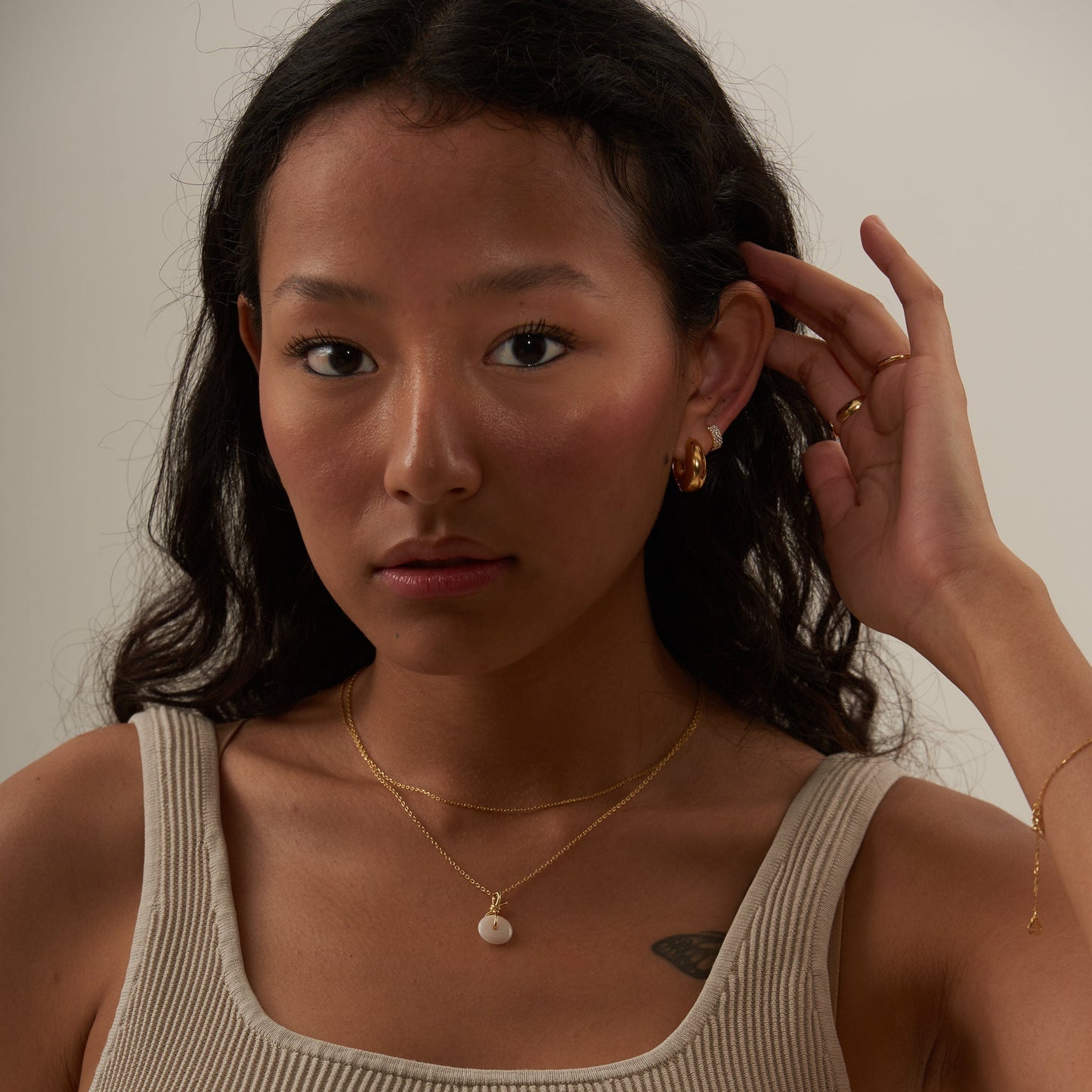 Tomiko - Wide CZ Hoop Earrings