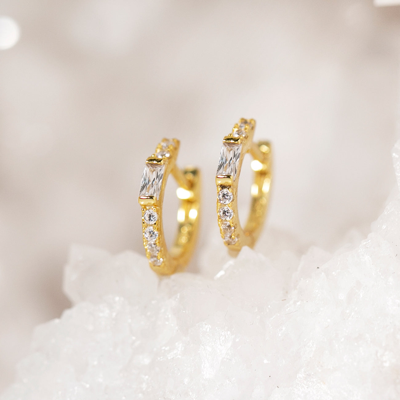 Baguette White Crystal Earrings