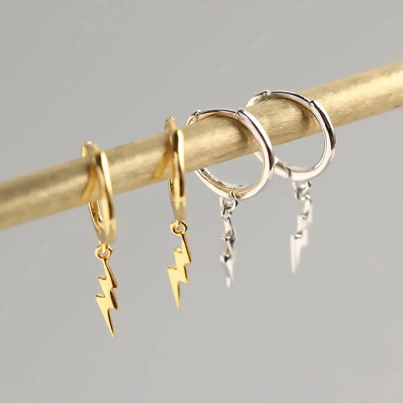 Lightning Hoop Earrings - Lightning Bolt Earrings