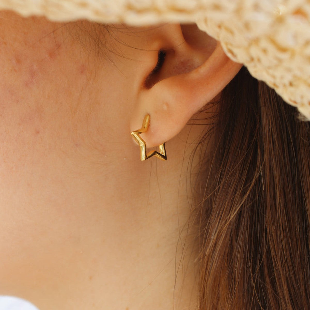 Star Huggie Earrings - Star Hoops