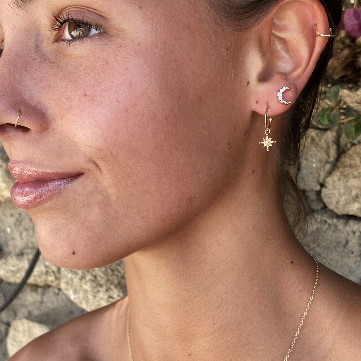 Zara - Luna Cartilage Earrings with Gems