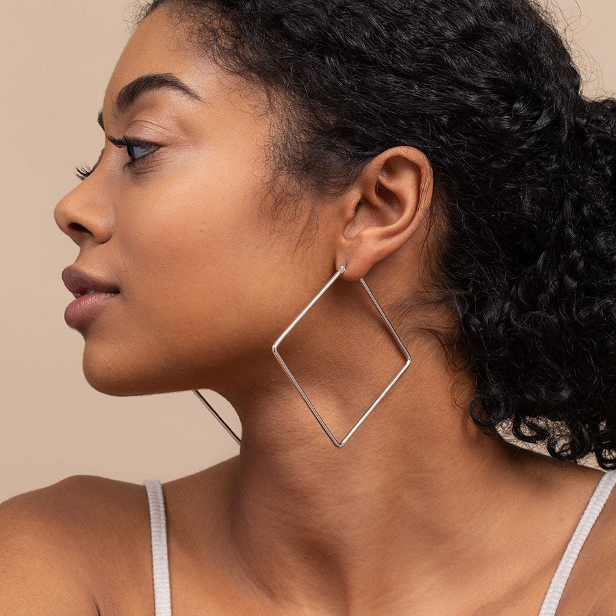 Geometric Earrings - Square Hoop Earrings