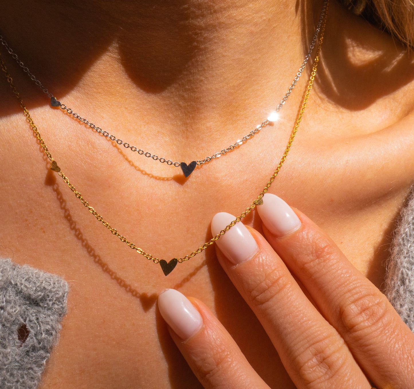 Silver Three Hearts Necklace