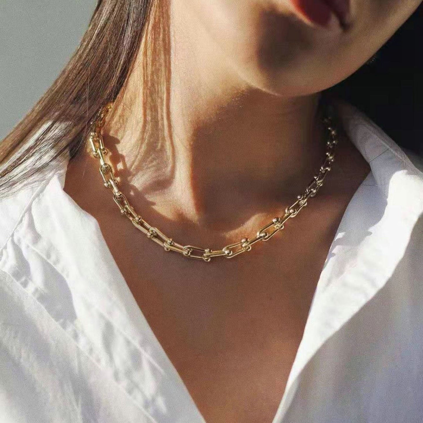 Chunky Gold Cascade Chain Necklace