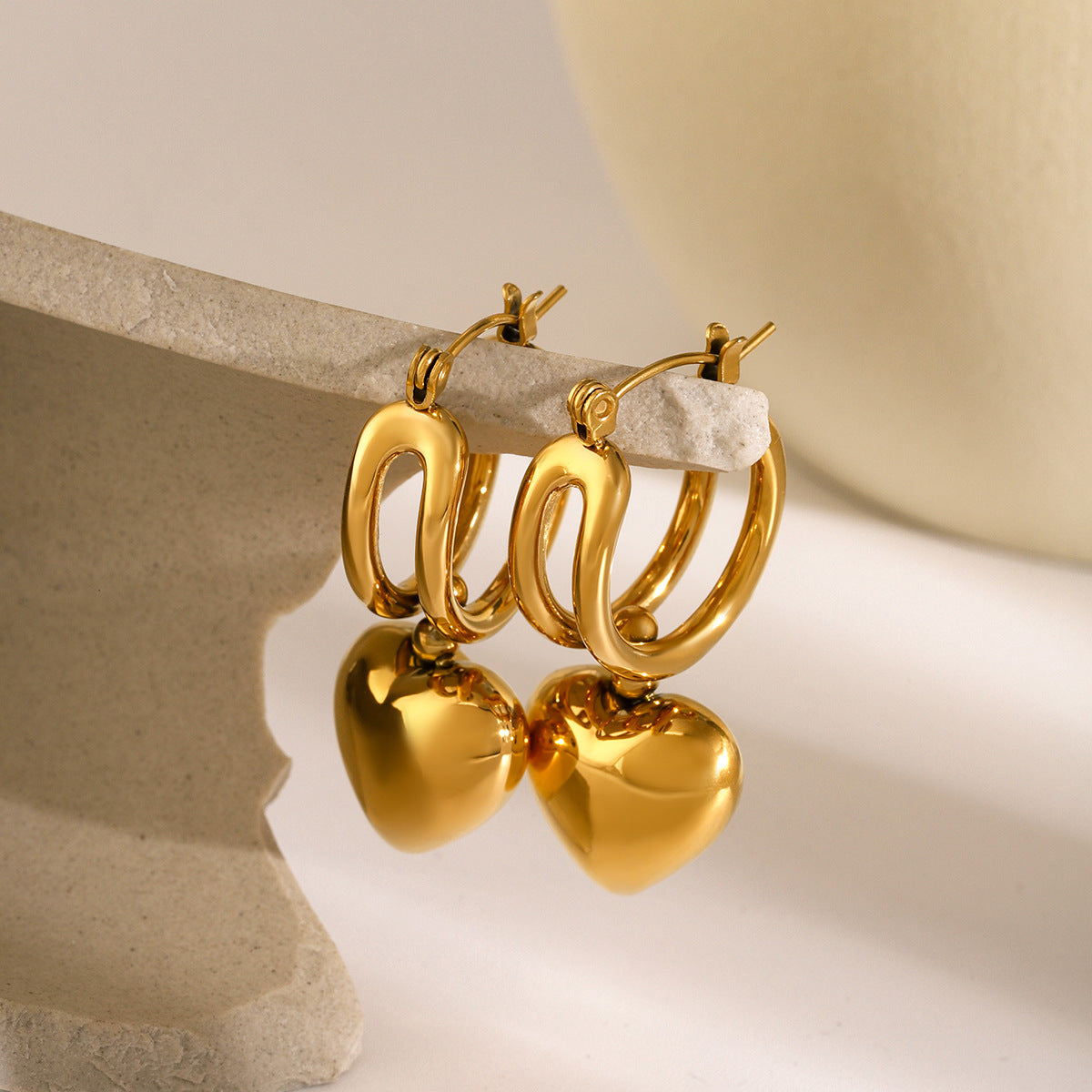 Audrey - Gold Heart Earrings