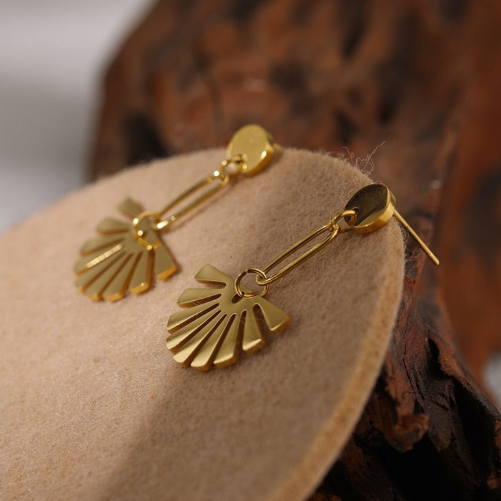 Floral Drop Earrings - Fan-Shaped Earrings