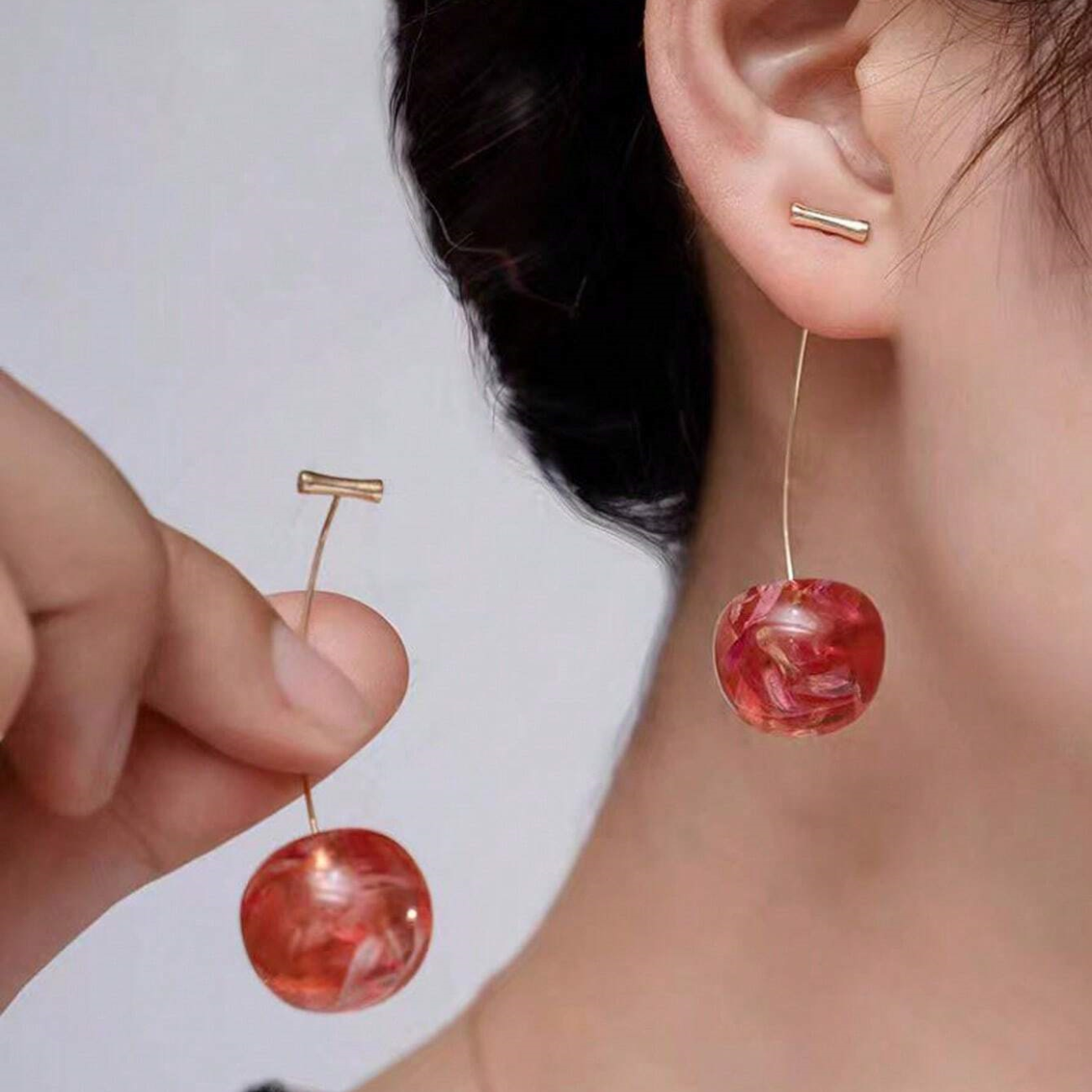 Dried Cherry - Long Cherry Earrings