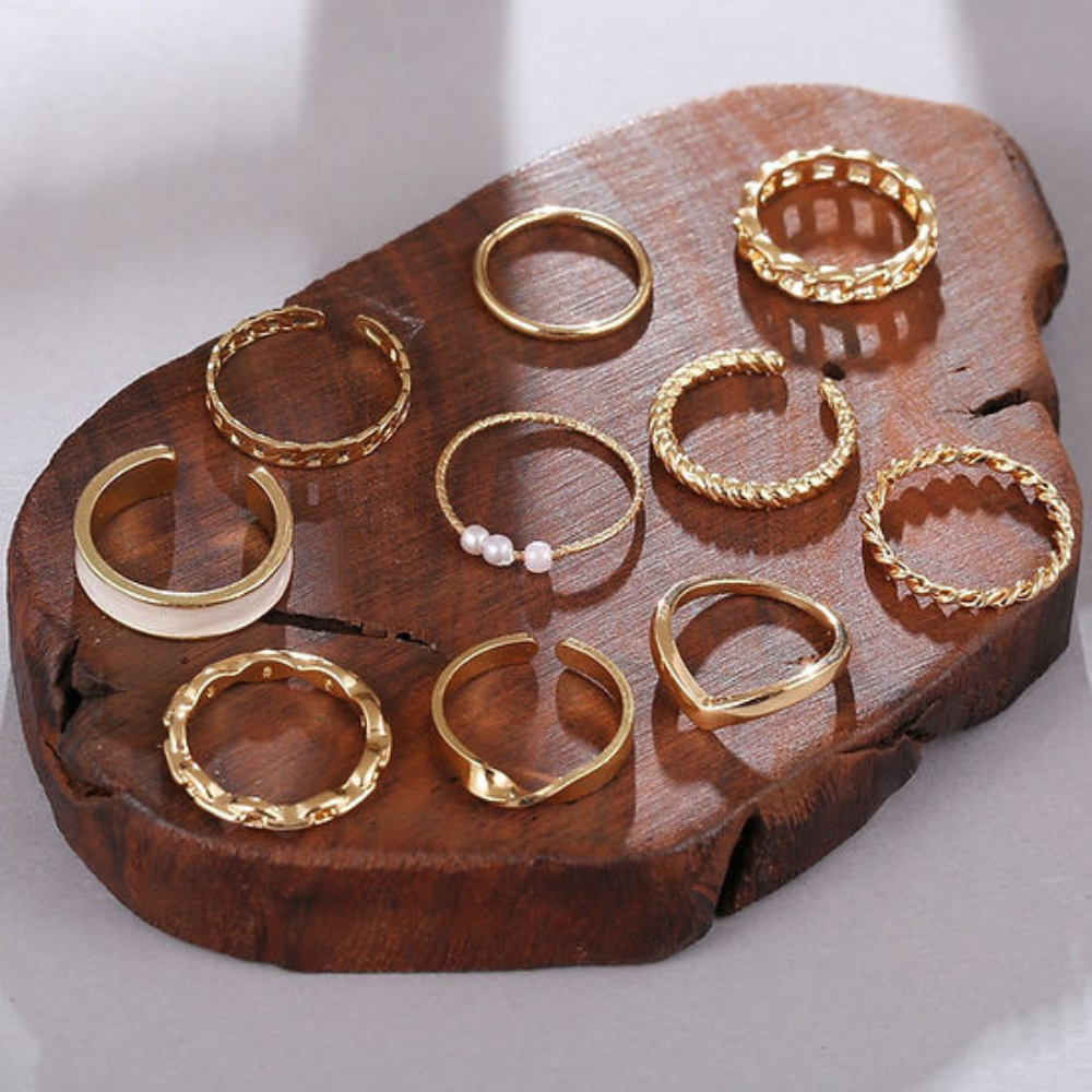 10 Fashion Rings Set – Mix & Match Trendy Rings
