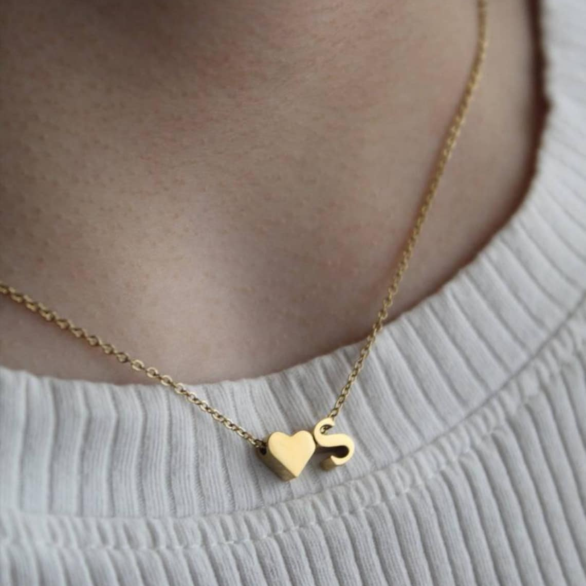 Heart Initial Necklace - Personalized Pendant with Initial