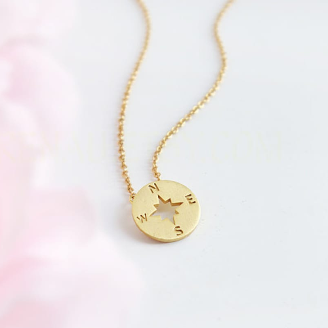 Round Compass Charm Necklace