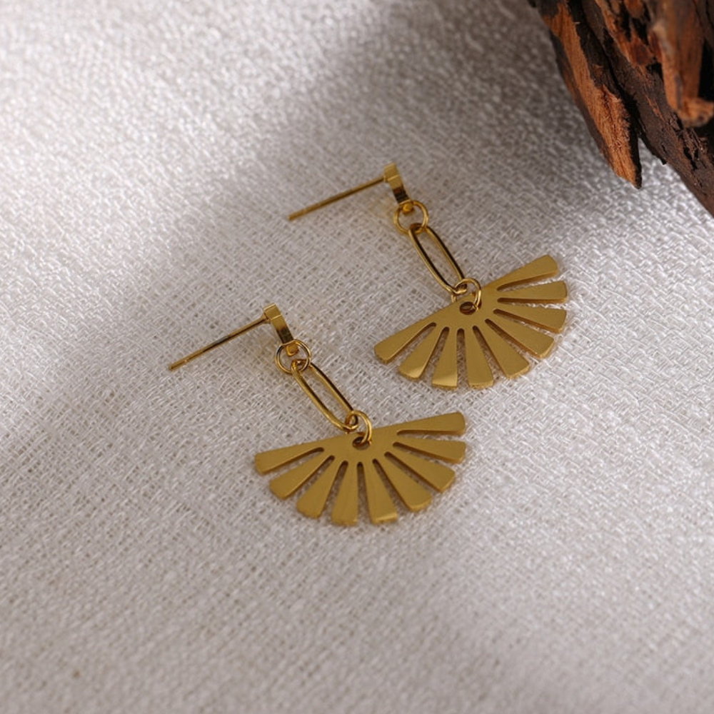 Floral Drop Earrings - Fan-Shaped Earrings