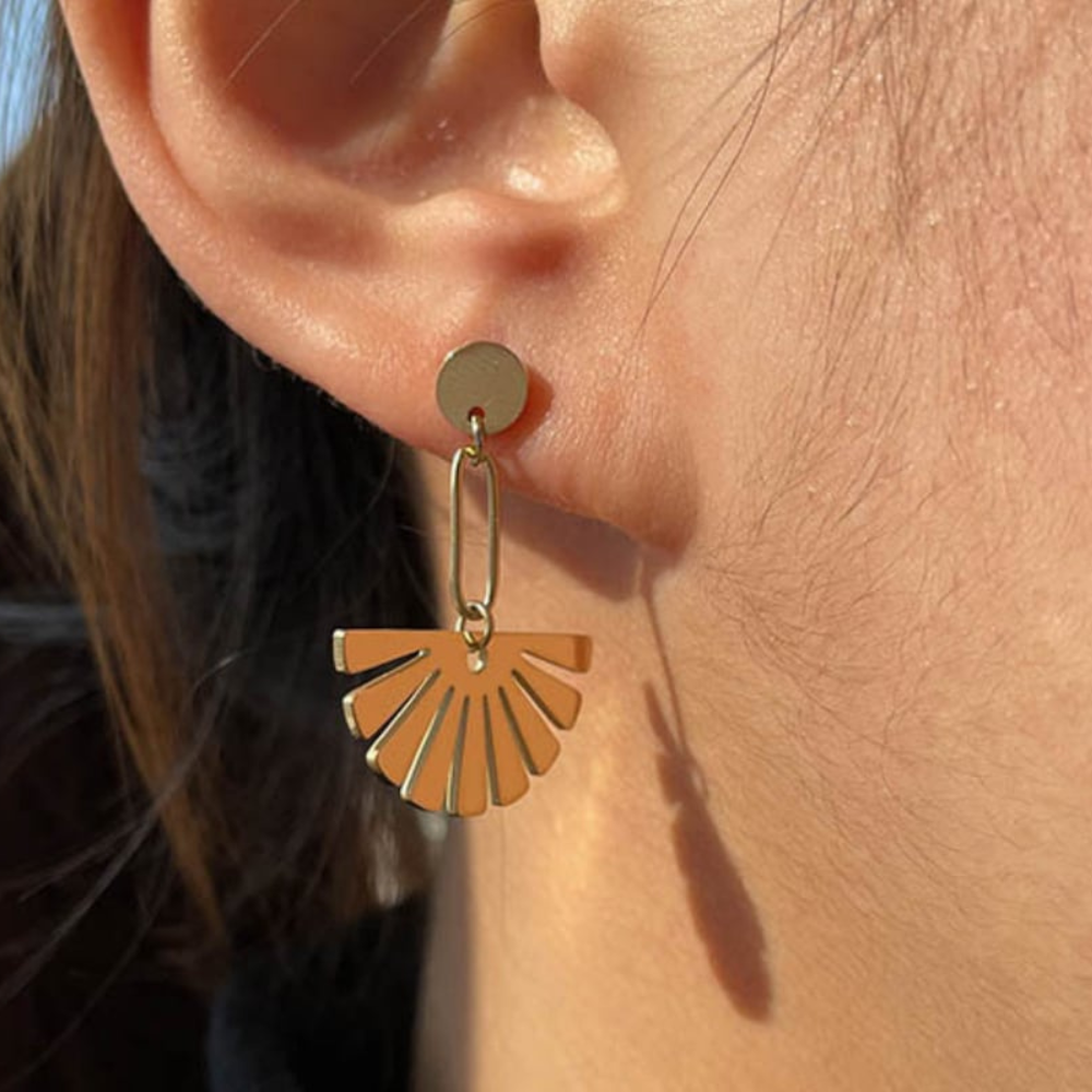 Floral Drop Earrings - Fan-Shaped Earrings