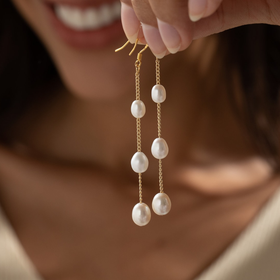 Multiple Pearl Drops - Dangle Earrings