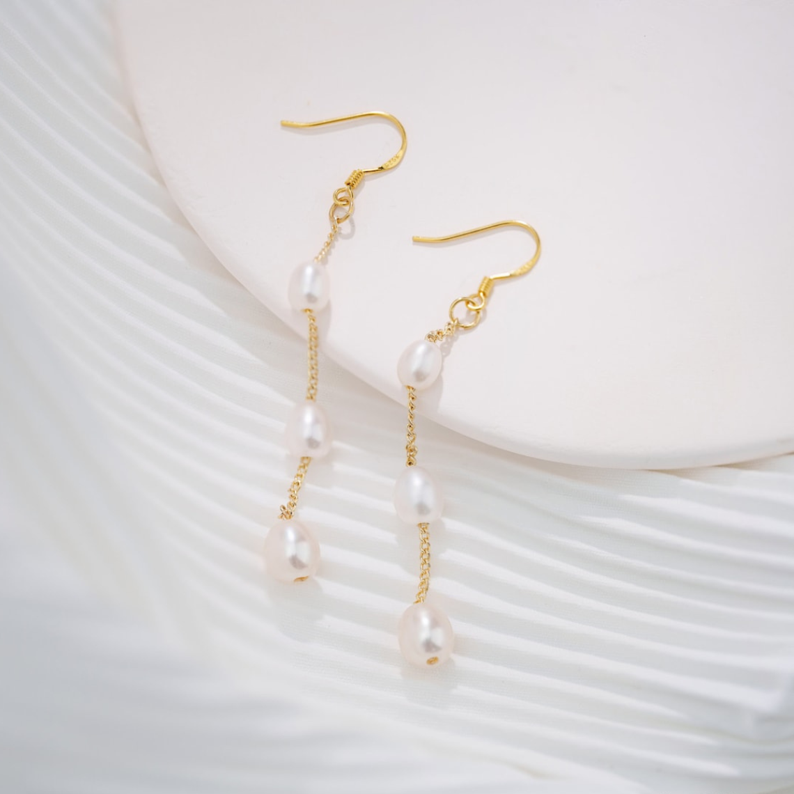 Multiple Pearl Drops - Dangle Earrings