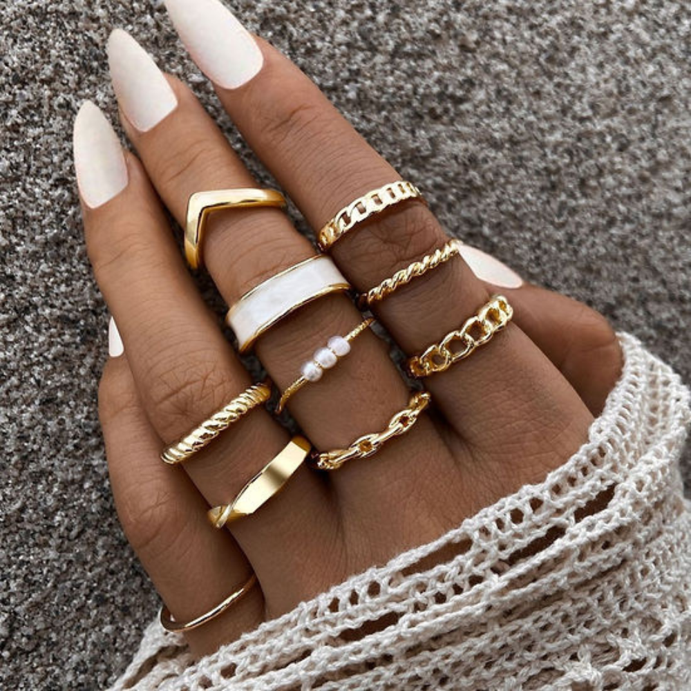 10 Fashion Rings Set – Mix & Match Trendy Rings