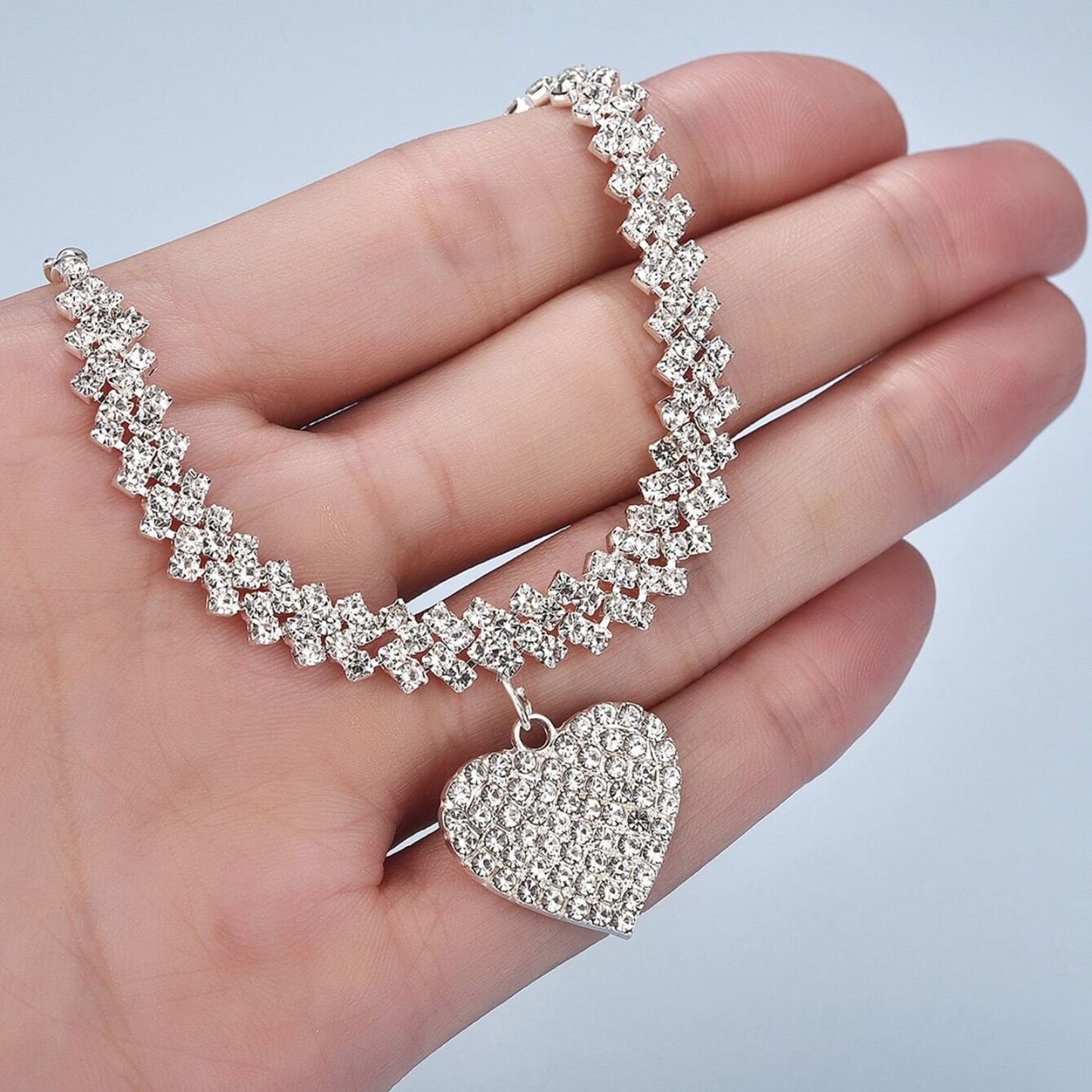 Double Tennis Necklace with Cubic Zirconia Inlays