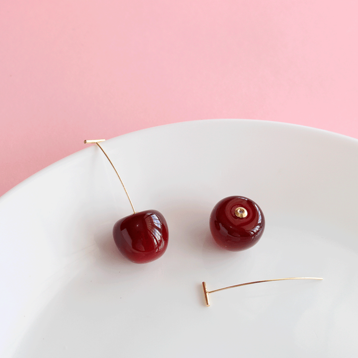 Dark Cherry Earrings - Long Drop-Shaped Earrings