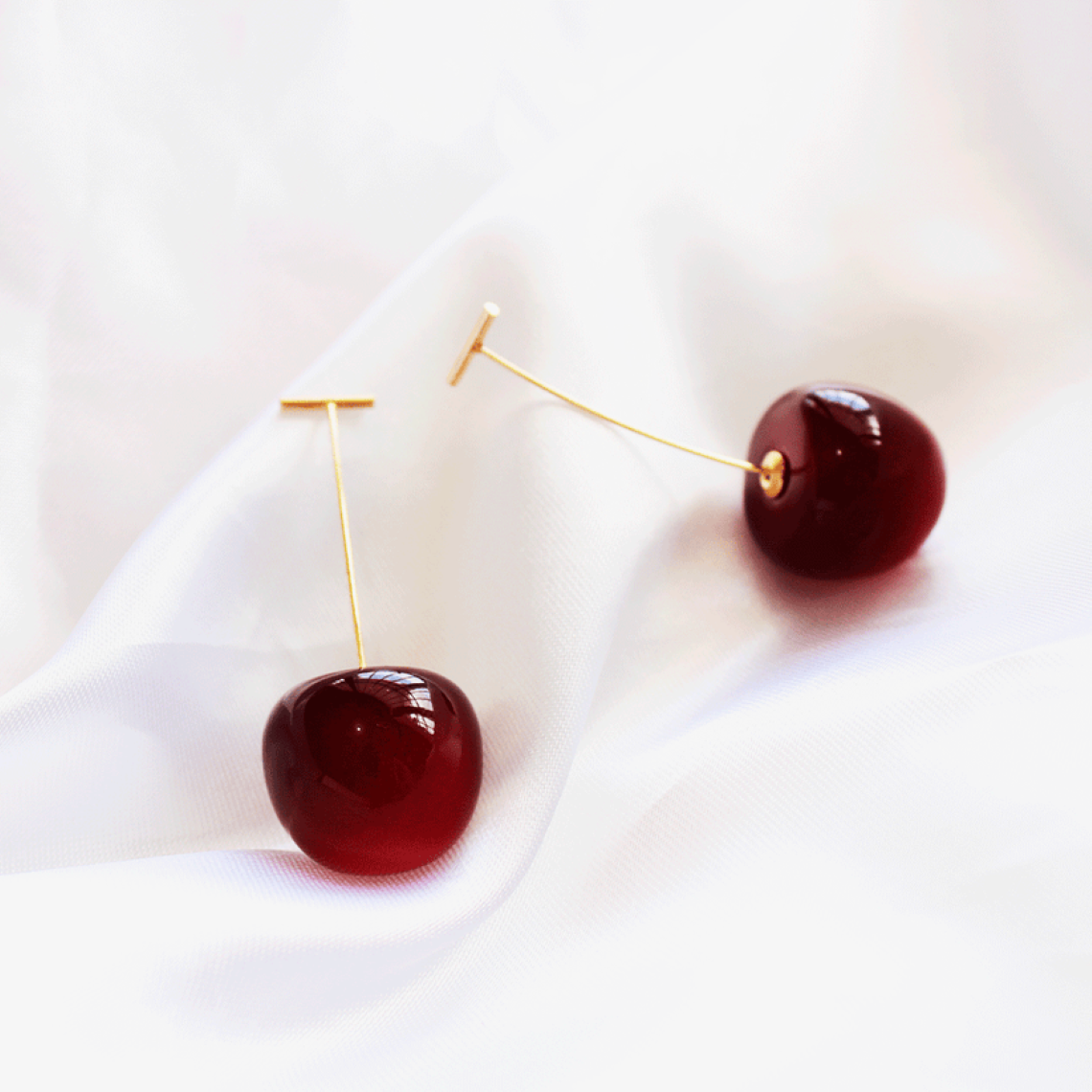 Dark Cherry Earrings - Long Drop-Shaped Earrings