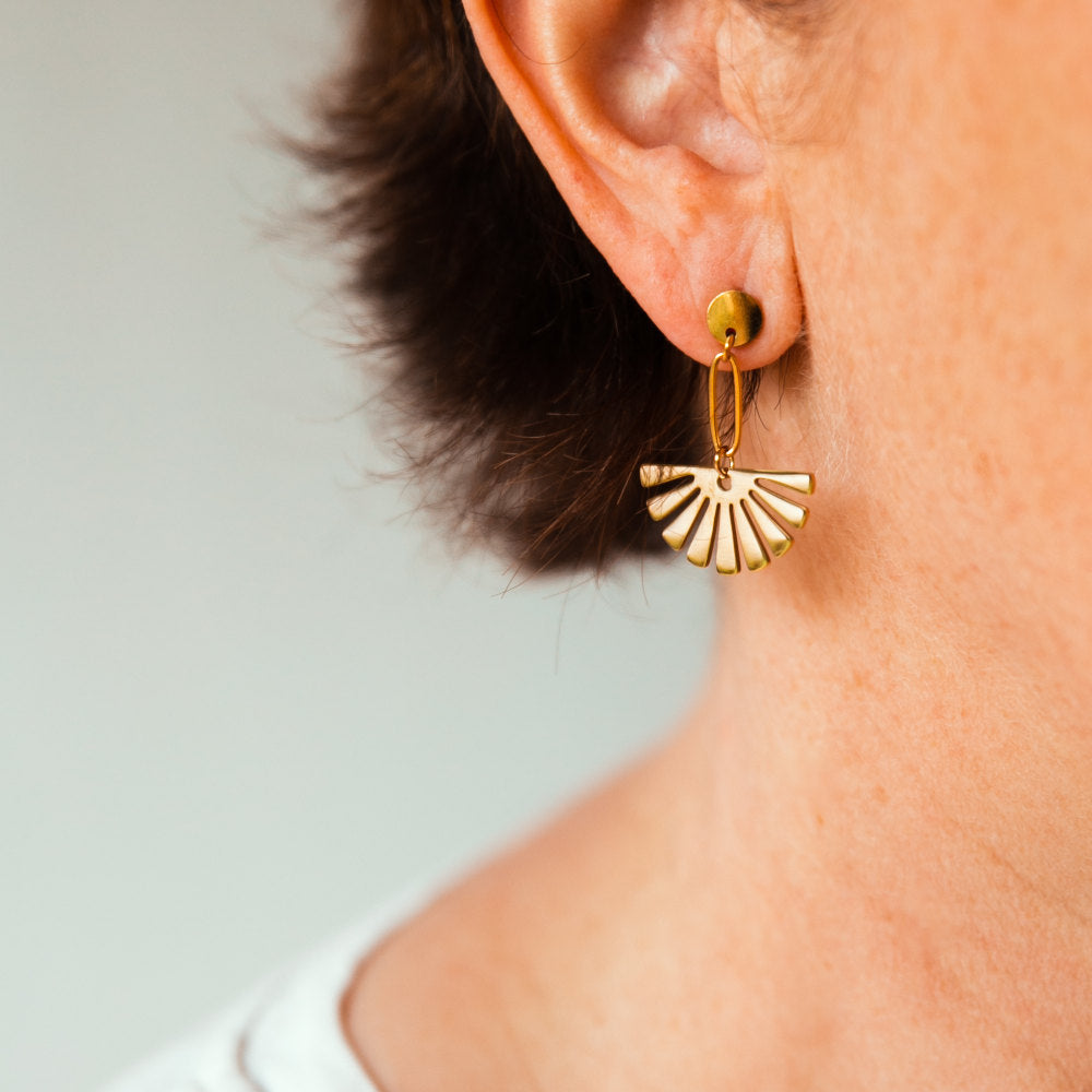 Floral Drop Earrings - Fan-Shaped Earrings