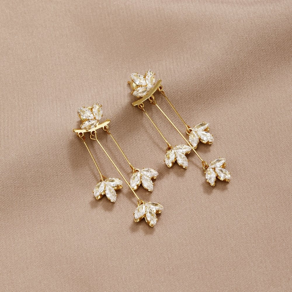 Maia - Crystal Lotus Cascade Earrings