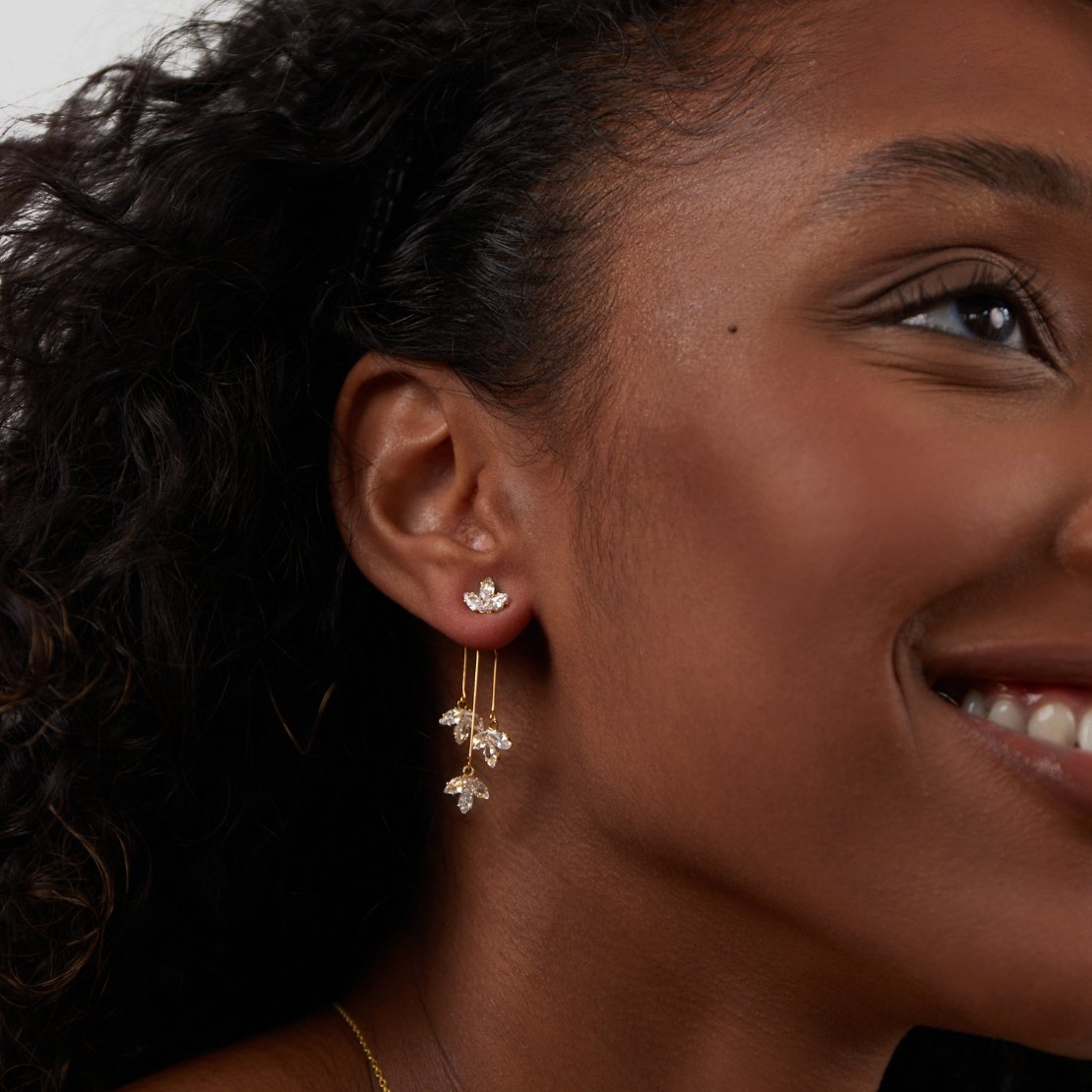 Maia - Crystal Lotus Cascade Earrings