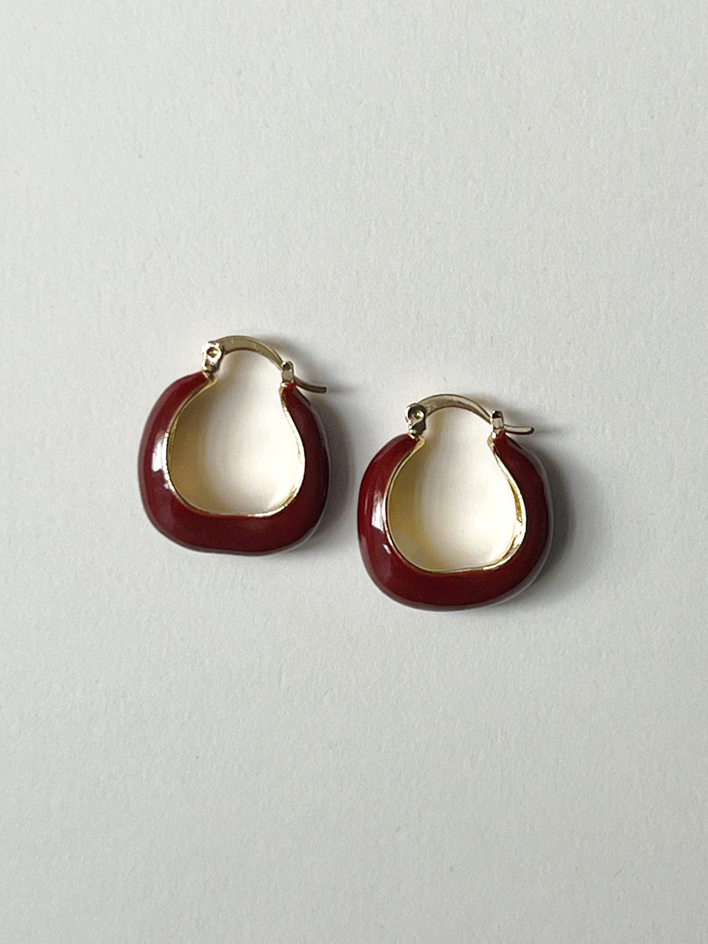 Elegant Burgundy Enamel Earrings