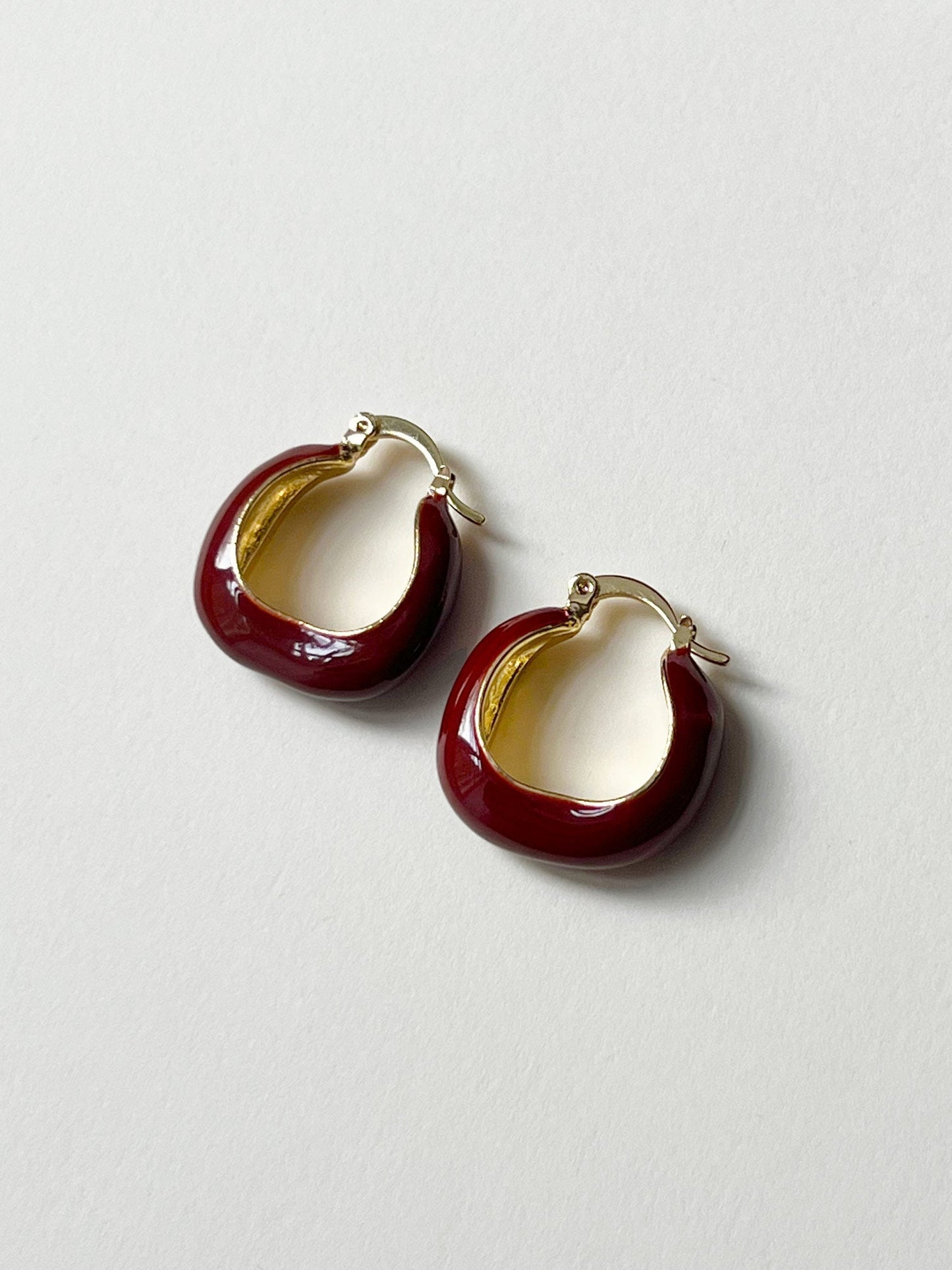 Elegant Burgundy Enamel Earrings