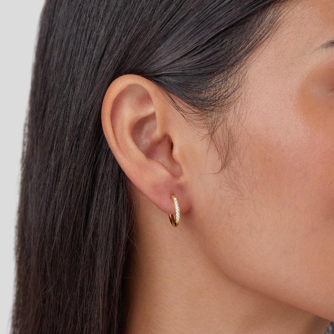 Ianthe - Pave Hoops with CZ Stones