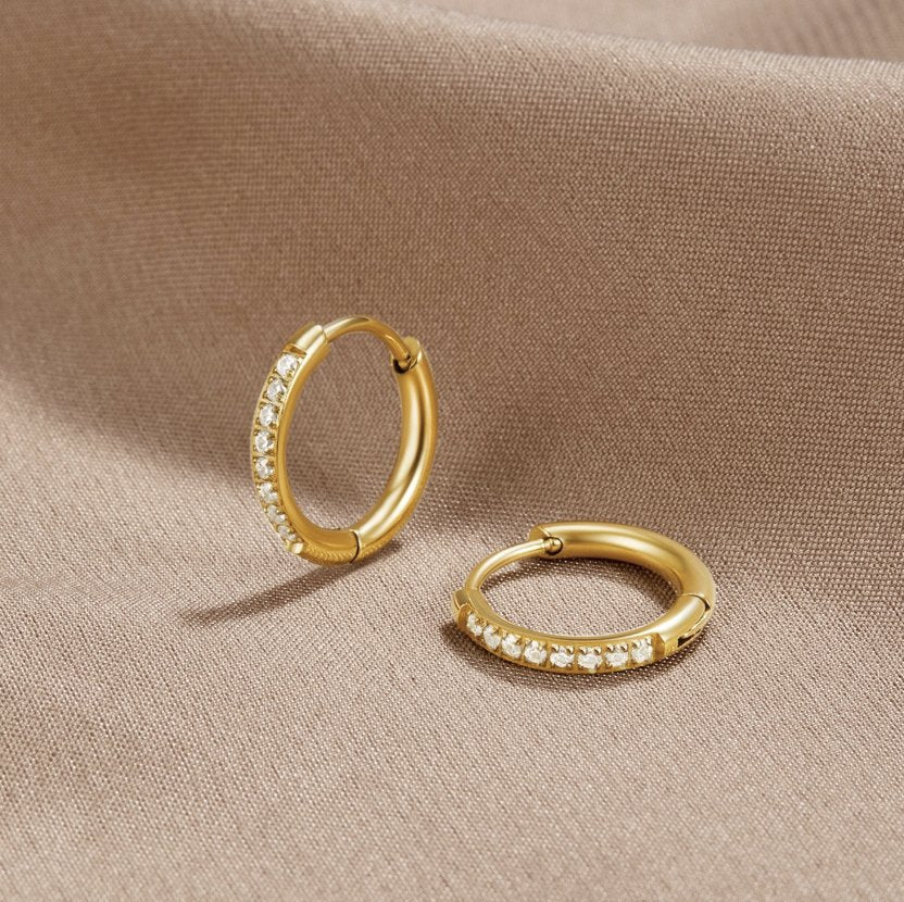 Ianthe - Pave Hoops with CZ Stones