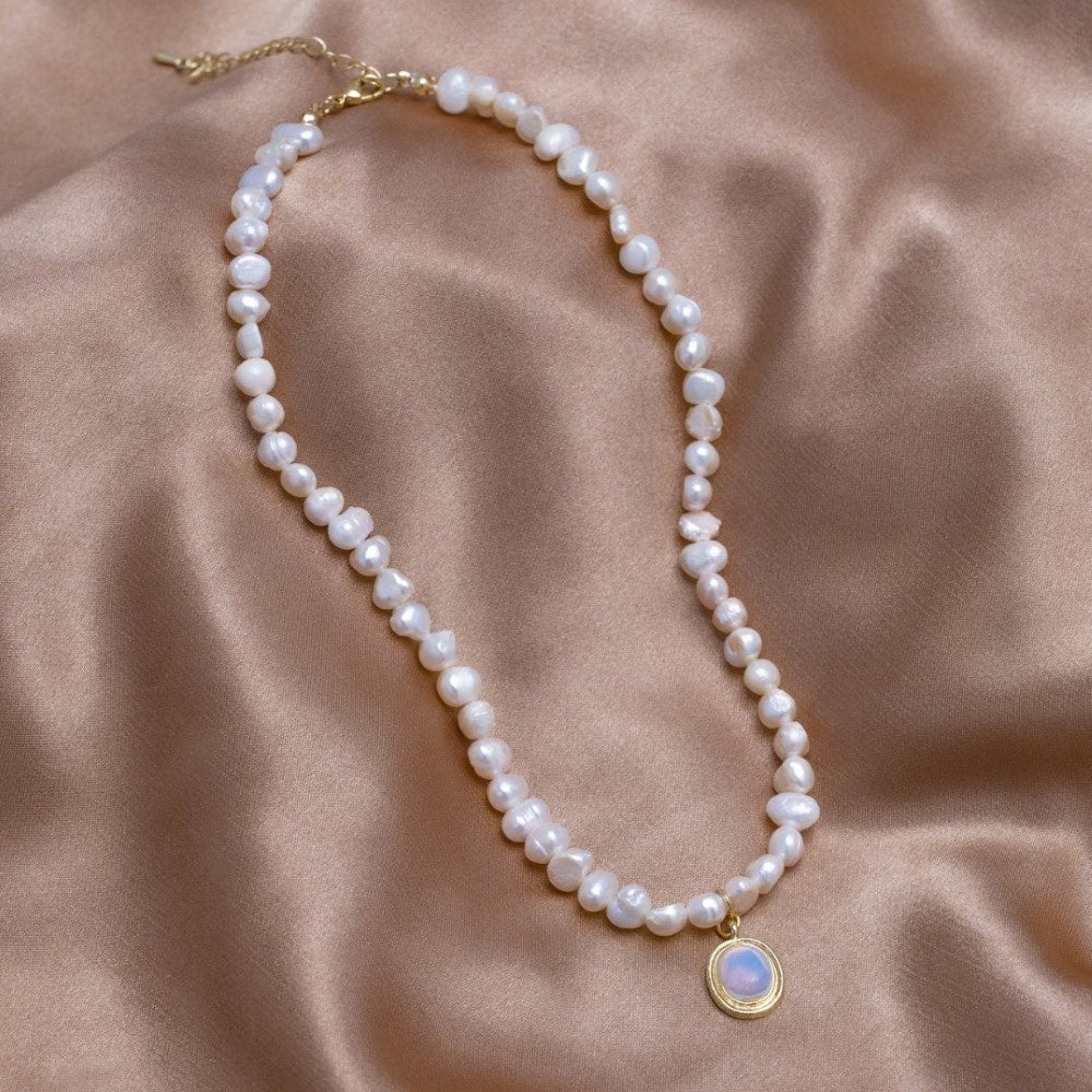 Moonstone - Pearl Necklace