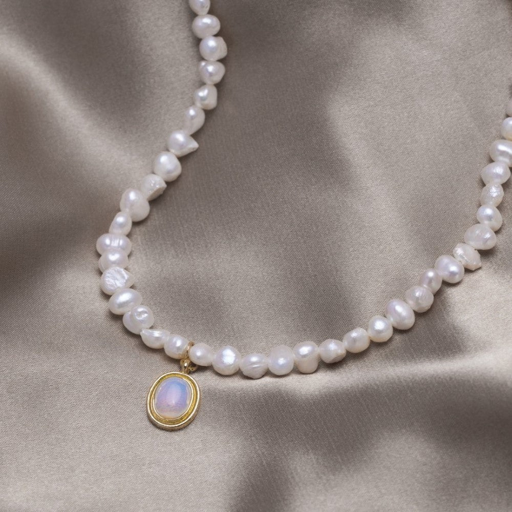 Moonstone - Pearl Necklace