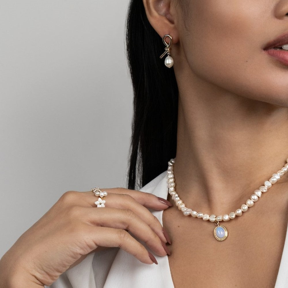 Moonstone - Pearl Necklace