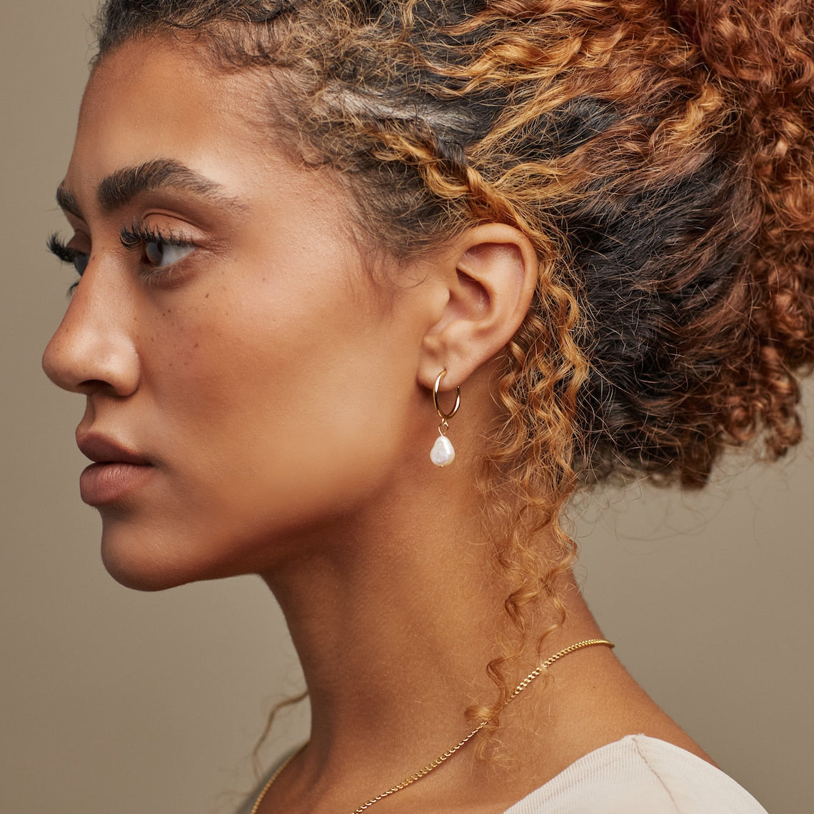 Hanging Pearl Hoops - Pearl Earrings